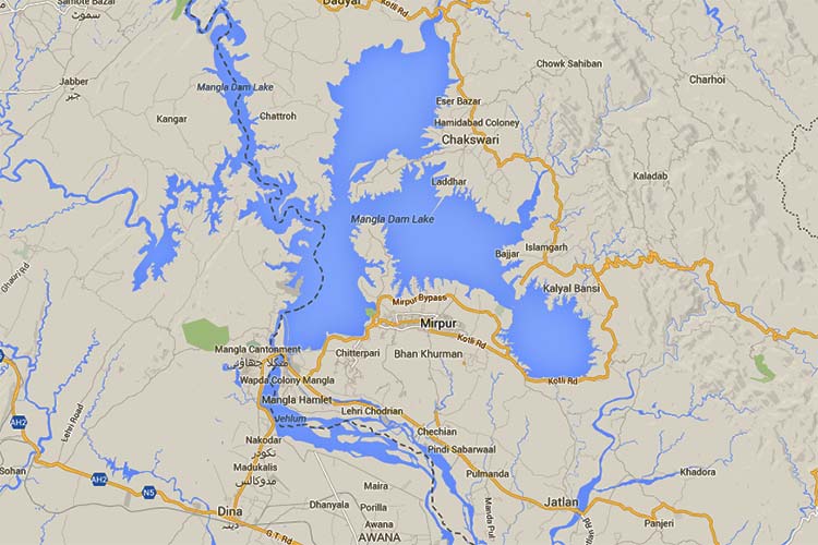 Mangla Dam Lake Map