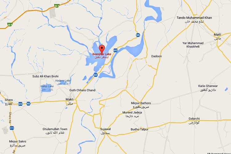 Map of Keenjhar Lake